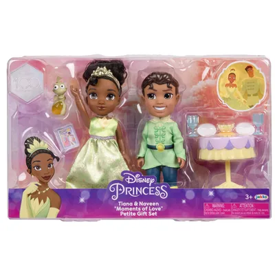 Muñeca Tiana + Naveen - Tiana y el Sapo Disney 15cm