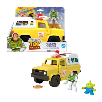 Camion Pizza Planet + figuras Buzz Lightyear y Alien Toy Story Disney Pixar Imaginext