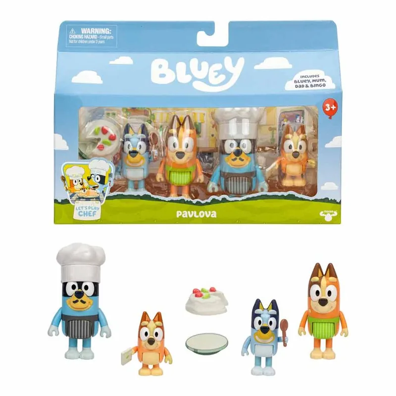 Blister 4 figuras Lets Play Chet Bluey