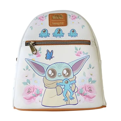 Mochila Lucas Grogu With Frogs Brown Trim Star Wars Loungefly 26cm