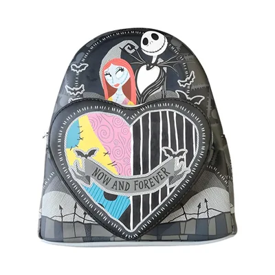 Mochila Corazon partido Jack y Sally Pesadilla antes de Navidad Loungefly 26cm