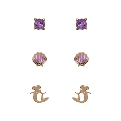 Set 3 Pares de pendientes La Sirenita Disney