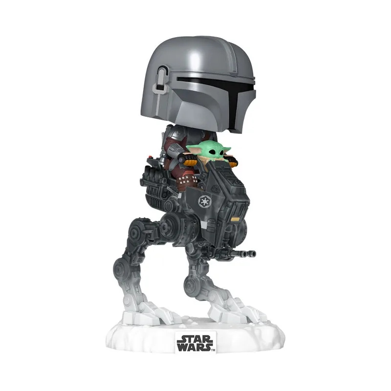 Figura POP Rides Deluxe Star Wars Mandalorian & Grogu The Mandalorian with Grogu in Imperial Remnant AT-RT