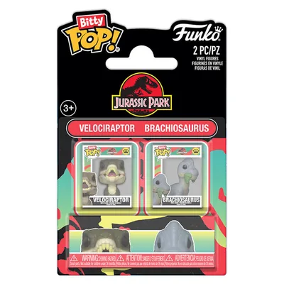 Blister 2 figuras Bitty POP Jurassic Park Velociraptor & Brachiosaurus