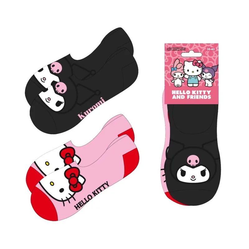 Set 2 pares calcetines Kuromi Hello Kitty adulto
