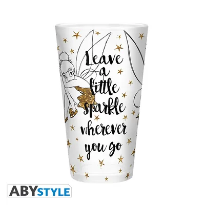 Vaso grande Disney Campanilla dorado con purpurina 400 ml