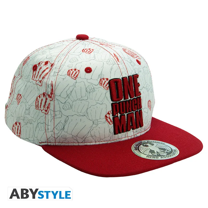 Gorra snapback One Punch Man Punches beige y roja