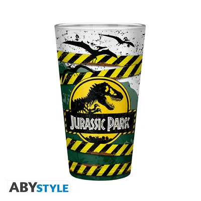 Vaso grande Jurassic Park Peligro, alto voltaje 400 ml