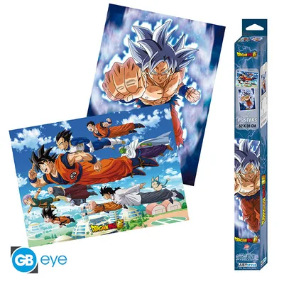 Set 2 pósters Chibi Dragon Ball Super Goku y amigos 52x38 cm