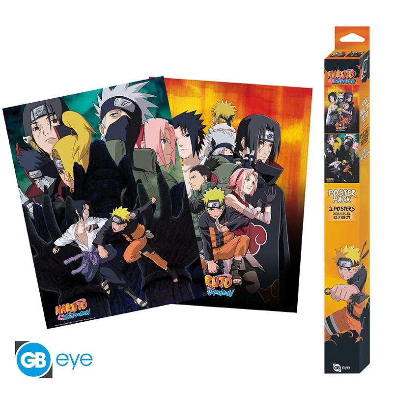 Set 2 pósters Chibi Naruto Shippuden Ninjas 52x38 cm
