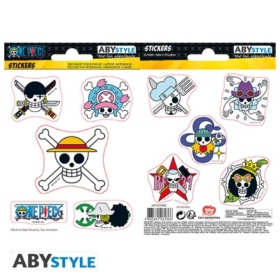 Pegatinas One Piece Calaveras de Sombrero de Paja 16x11 cm (2 hojas)