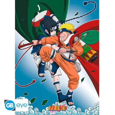Póster Chibi Naruto Naruto vs Sasuke 52x38 cm