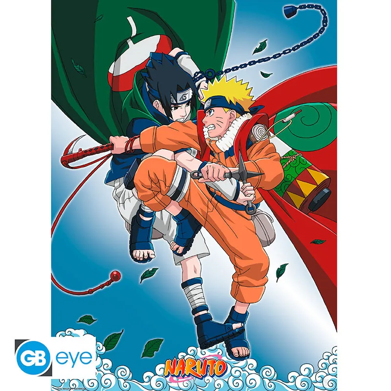 Póster Chibi Naruto Naruto vs Sasuke 52x38 cm