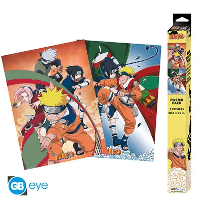 Set 2 pósters Chibi Naruto Equipo 7 52x38 cm
