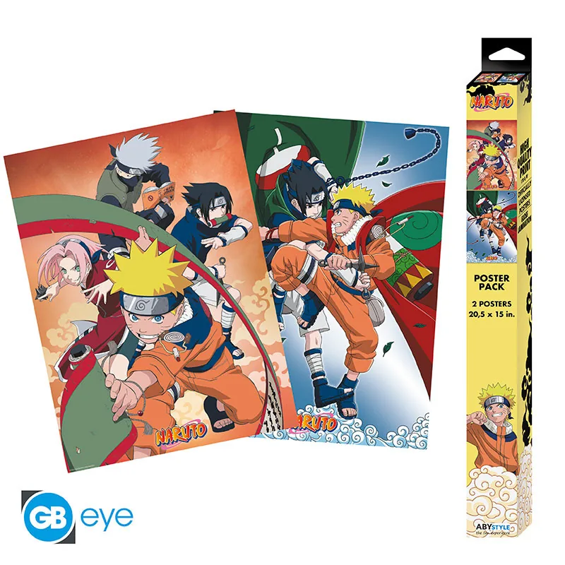 Set 2 pósters Chibi Naruto Equipo 7 52x38 cm