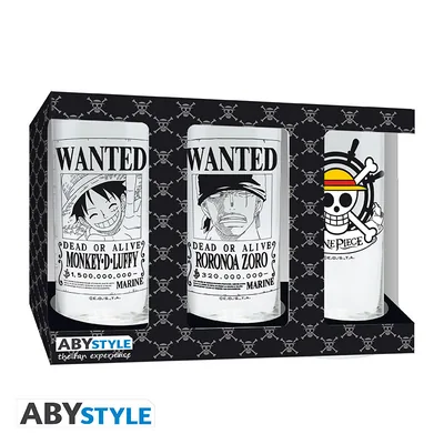 Set 3 vasos One Piece Wanted