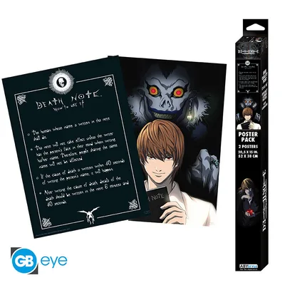 Set 2 pósteres Chibi Death Note Light y Death Note 52x38 cm
