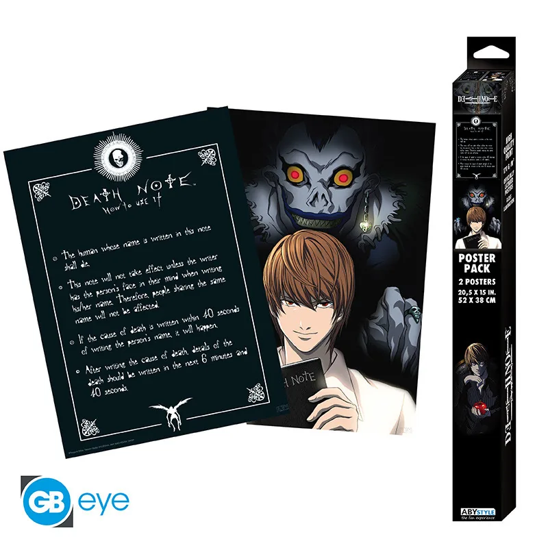 Set 2 pósteres Chibi Death Note Light y Death Note 52x38 cm