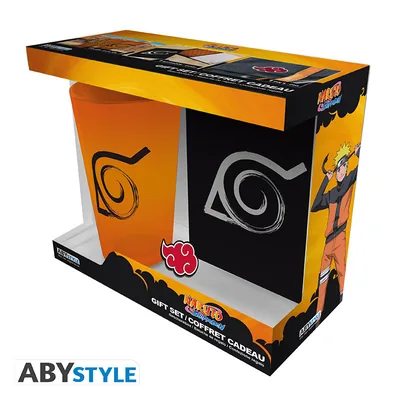 Pack vaso XXL, pin y cuaderno de bolsillo Naruto Shippuden Konoha