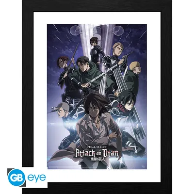 Lámina enmarcada Attack on Titan S4 Key Art 2 30x40 cm