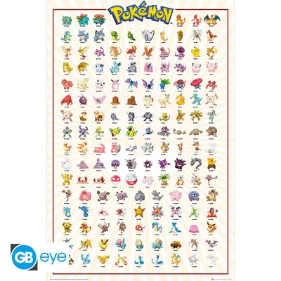 Póster Maxi Pokémon Kanto 151 en francés 91,5x61 cm