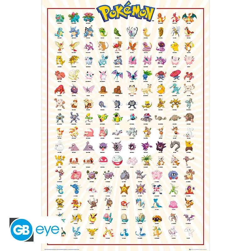 Póster Maxi Pokémon Kanto 151 en francés 91,5x61 cm