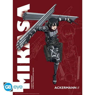 Póster Chibi Attack on Titan S4 Mikasa 52x38 cm