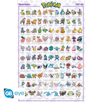 Póster Pokémon Pokémon de Sinnoh en francés 91,5x61 cm
