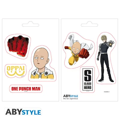 Pegatinas One Punch Man Saitama and Icons 16x11 cm