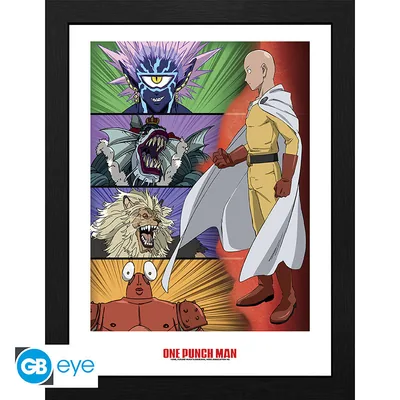 Lámina enmarcada One Punch Man Ranking de villanos 30x40 cm