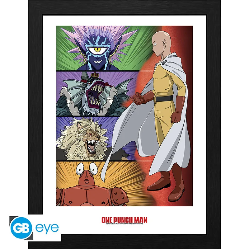 Lámina enmarcada One Punch Man Ranking de villanos 30x40 cm