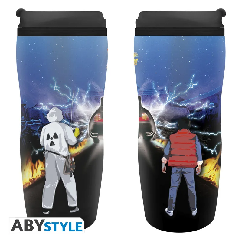 Taza de viaje Regreso al Futuro Doc y Marty
