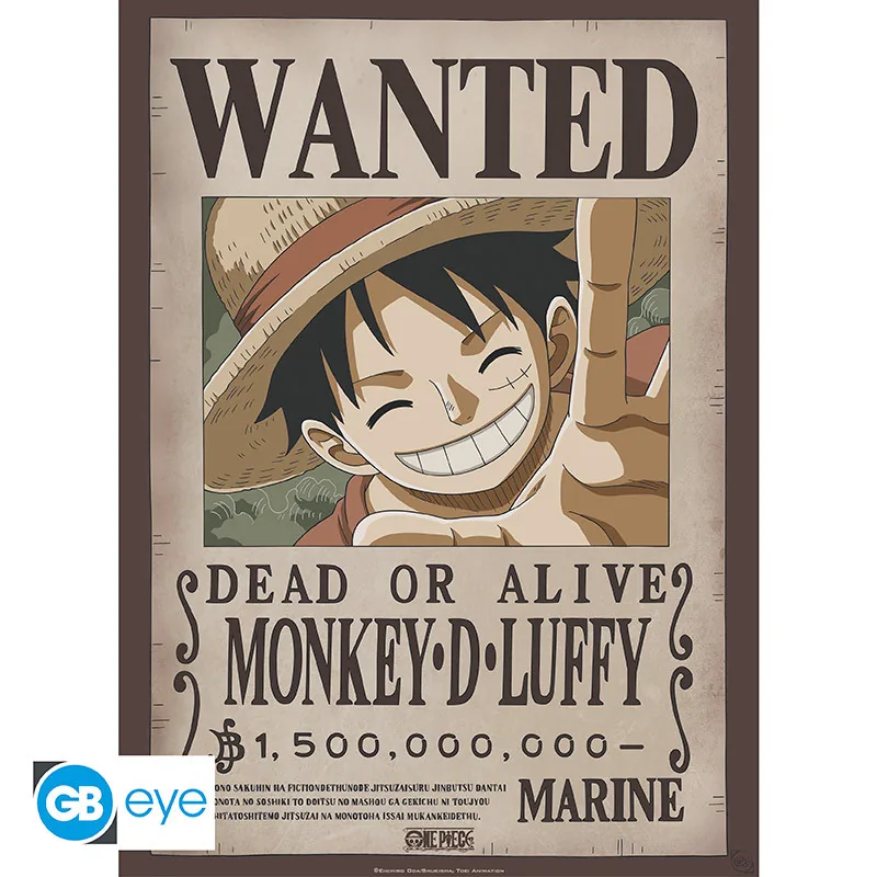 Póster Chibi One Piece Wanted Luffy 52x38 cm