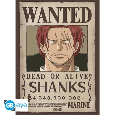 Póster Chibi One Piece Wanted Shanks 52x38 cm