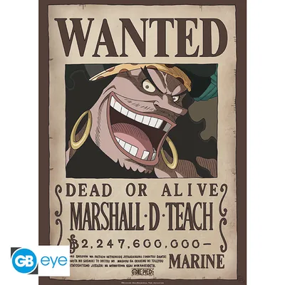 Póster Chibi One Piece Wanted Barbanegra 52x38 cm