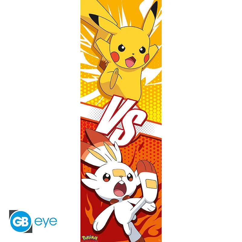 Póster de puerta Pokémon Pikachu y Scorbunny 53x158 cm