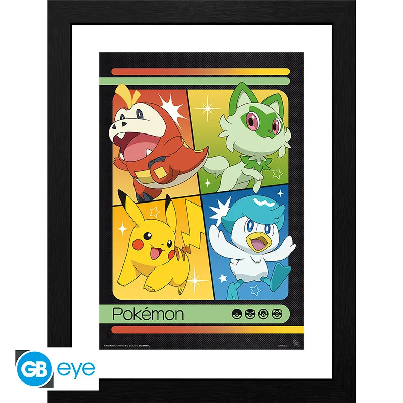 Lámina enmarcada Pokémon Iniciales de Escarlata y Púrpura 30x40 cm