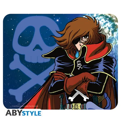 Alfombrilla de ratón flexible Capitán Harlock Harlock y emblema