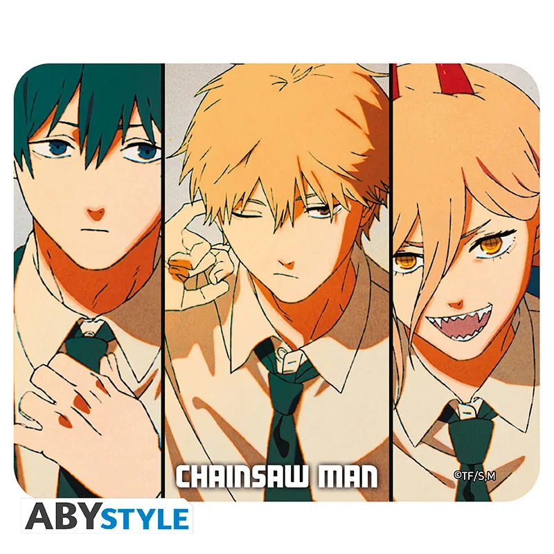 Alfombrilla de ratón flexible Chainsaw Man Denji, Aki y Power