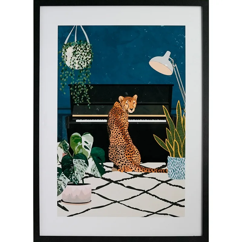 Lámina enmarcada GB eye Cheetah playing piano by Sarah Ma 50x70 cm