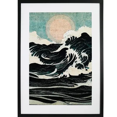 Lámina enmarcada GB eye Wild waves by Treechild 50x70 cm