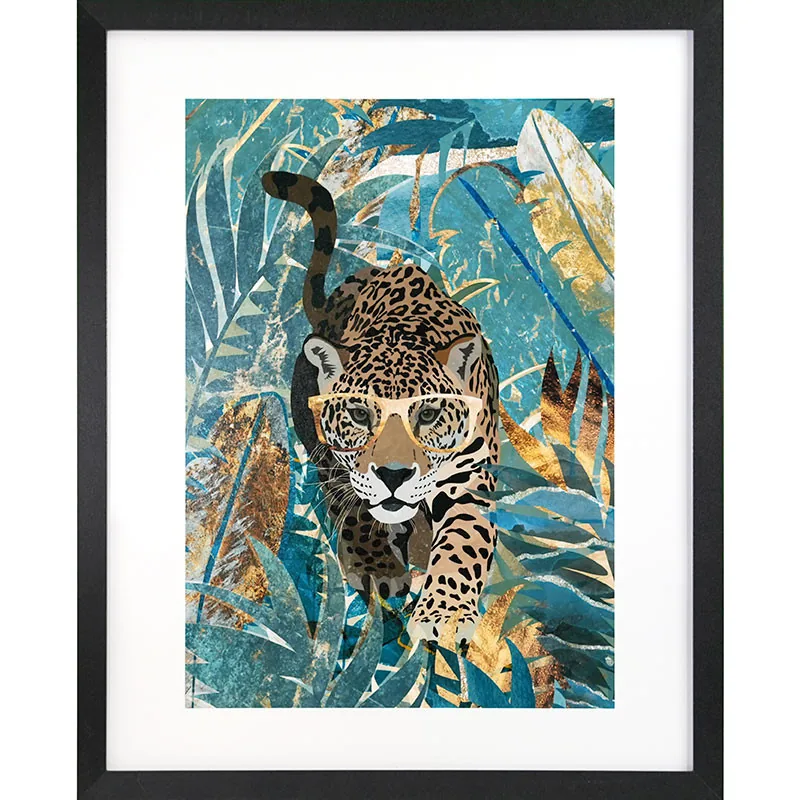 Lámina enmarcada GB eye Curious Jaguar in the rainforest 40x50 cm