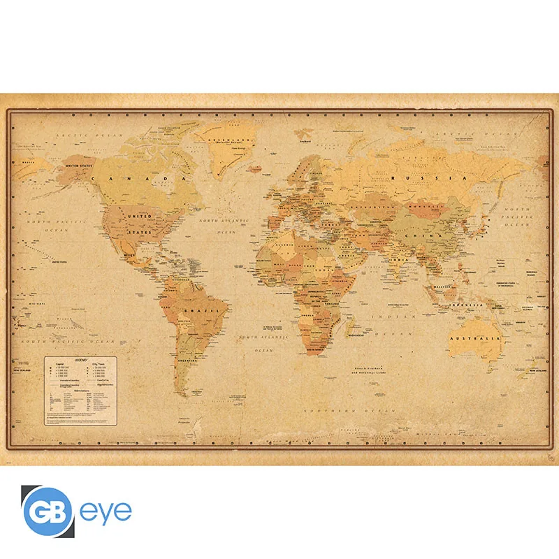 Póster Harper Collins Antique World Map 21 91,5x61 cm