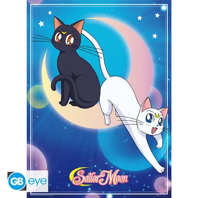 Póster Chibi Sailor Moon Luna y Artemis 52x38 cm