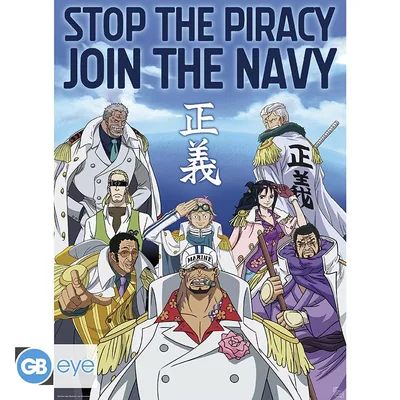 Póster Chibi One Piece Ejército de la Marina 52x38 cm