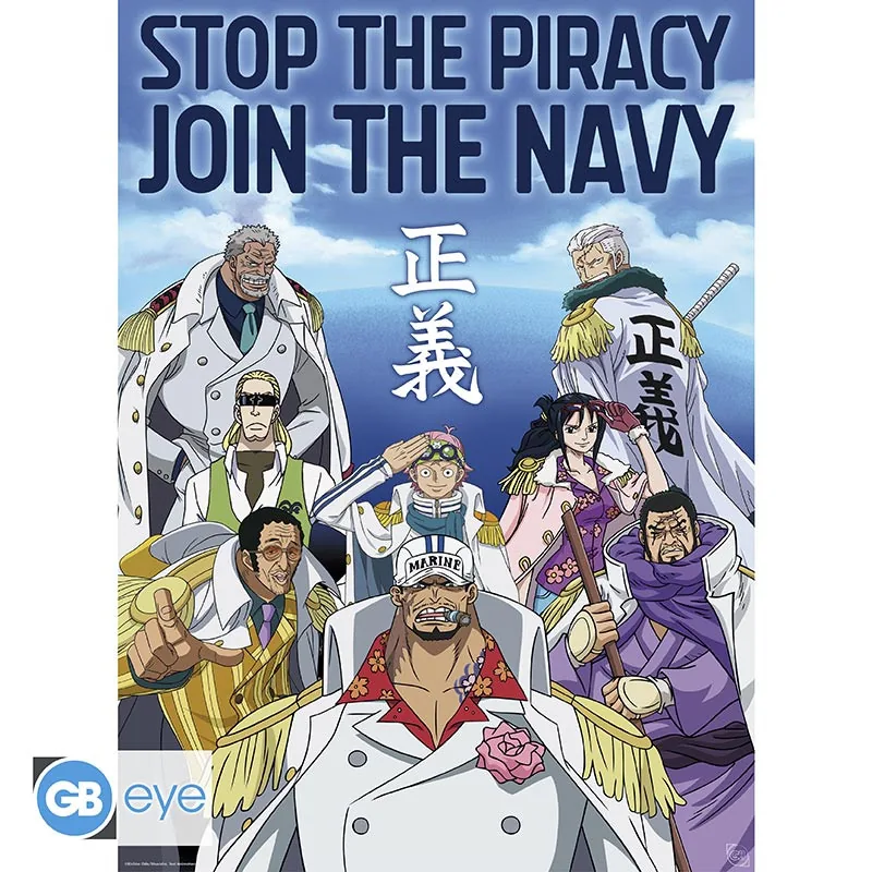 Póster Chibi One Piece Ejército de la Marina 52x38 cm
