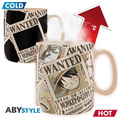 Taza termocrómica One Piece Wanted 460 ml