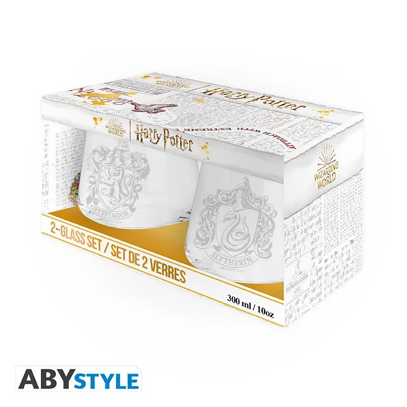 Set 2 vasos Harry Potter Gryffindor y Slytherin 30 cl