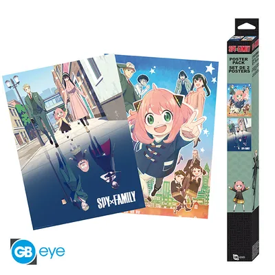 Set 2 pósteres Chibi Spy x Family Una doble familia 52x38 cm