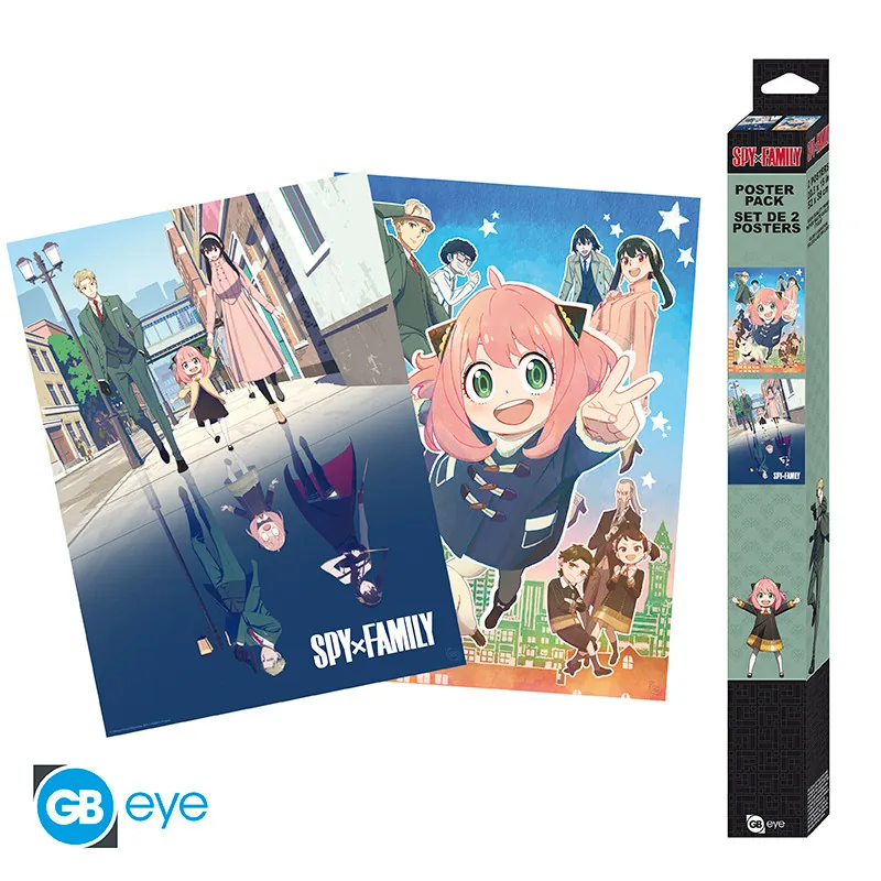 Set 2 pósteres Chibi Spy x Family Una doble familia 52x38 cm
